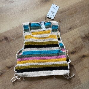 NWT Zara Striped Knit Crop Top